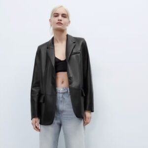 Zara Oversized Leather Blazer Excellent Condition - Medium